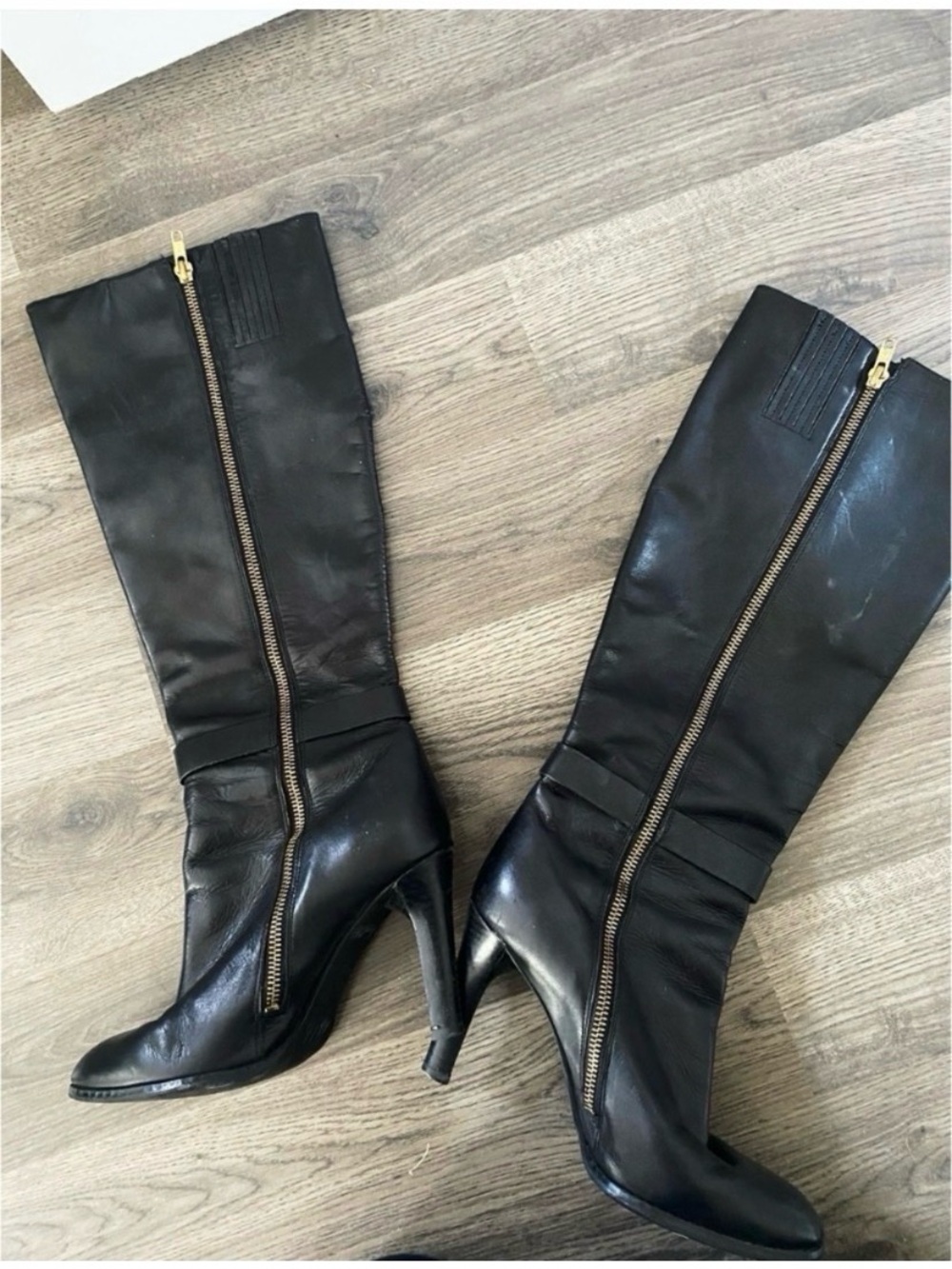 MICHAEL KORS Black Tall Leather Boots Size 7 1/2 - Picture 6 of 8
